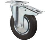 Lenkrolle 100mm L420.B55 Platte,Gummi schw.RL,Fest